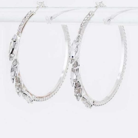 Jewelry - Sale Silver/Clear Hoop Earrings